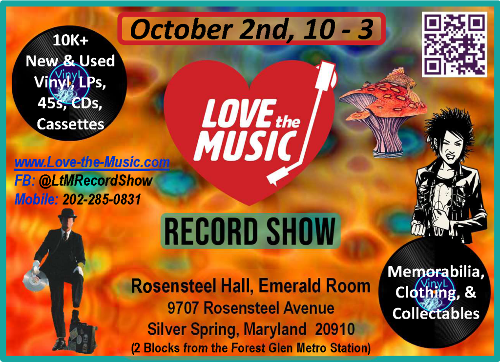 Love the Music Record Show, Oct 2nd, 10am - 3pm