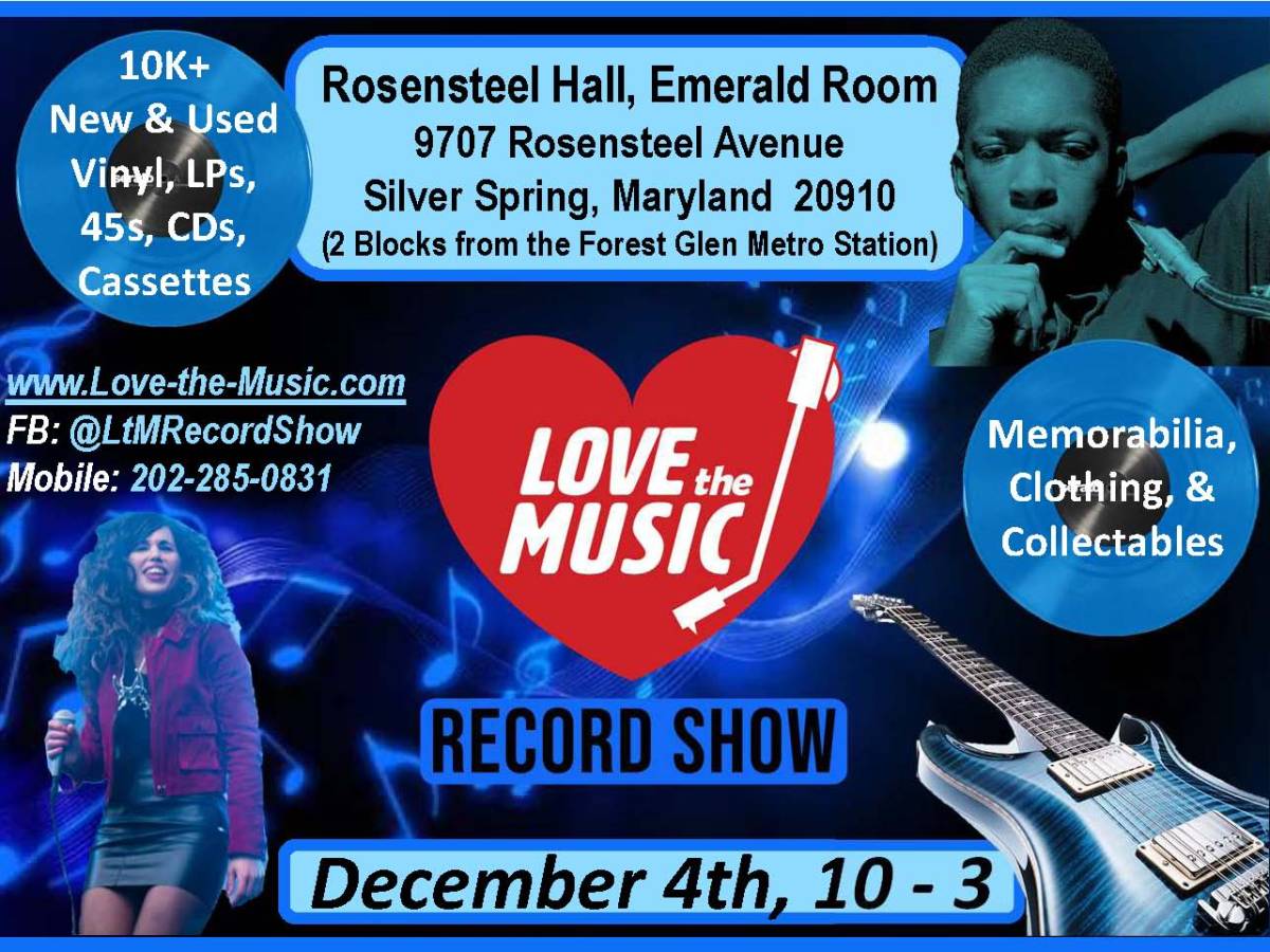 Love the Music Record Show set for 12/4 at Rosensteel Hall, Silver Spring!